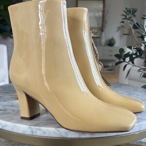 Vince Glossy Cream Ankle Boots
